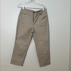 Women’s Tan Patterned Casual Pants capri pant 97% cotton